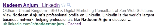 LinkedIn Profile in Google Search