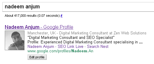 Google Profile in SERP's